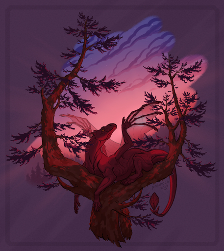2019 ambiguous_gender claws digital_media_(artwork) dragon feral hi_res membrane_(anatomy) membranous_wings polunoch red_body red_skin solo wings // 1649x1848 // 3.0MB