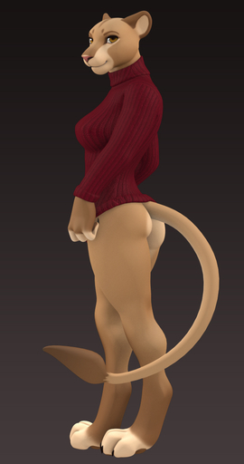3d_(artwork) anthro barefoot biped black_claws bottomless breasts brown_body brown_eyes brown_fur brown_pawpads butt casual_exposure claws clothed clothing digital_media_(artwork) eyebrows feet felid female fingerless_(marking) full-length_portrait fur gradient_background grey_background ineffective_clothing jorie_(thirteeenth) leg_markings lion long_tail looking_at_viewer looking_back mammal markings medium_breasts multicolored_body multicolored_fur pantherine pawpads paws pink_nose portrait red_clothing simple_background slim smile snout socks_(marking) solo standing sweater tail_tuft tan_body tan_fur thirteeenth topwear tuft // 570x1080 // 199.5KB