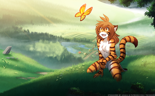 16:10 2018 anthro arthropod biped breasts brown_hair butterfly casual_nudity chest_tuft conditional_dnp detailed_background digitigrade featureless_breasts featureless_crotch felid female field flora_(twokinds) flower fur grass hair hi_res hill insect keidran kneeling lepidopteran mammal monarch_butterfly multicolored_body multicolored_fur nude open_mouth orange_body orange_fur outside pantherine plant river road small_breasts smile solo striped_body striped_fur stripes text tiger tom_fischbach tuft twokinds url village water webcomic webcomic_character white_body white_fur widescreen yellow_eyes // 1920x1200 // 2.8MB