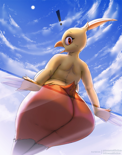 ! 2020 anthro ass_against_glass beak breasts butt cloud combusken digital_media_(artwork) female glass hi_res looking_at_viewer nintendo on_glass open_beak open_mouth outside pokemon pokemon_(species) sitting solo thousandfoldfeathers video_games // 1010x1280 // 1.5MB