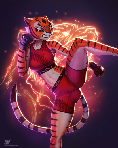 2022 abs anthro athletic athletic_anthro athletic_female black_stripes bottomwear breasts butt_from_the_front clenched_teeth clothed clothing felid female fighting_pose fingerless_gloves fur gloves hacatiko handwear hi_res mammal master_tigress mma multicolored_body multicolored_fur navel on_one_leg orange_body orange_fur pantherine pose raised_leg shorts solo standing striped_body striped_fur stripes teeth tiger two_tone_body two_tone_fur white_body white_fur // 1024x1280 // 251.4KB