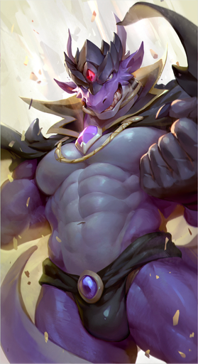5_fingers abs anthro biceps big_muscles biped blue_eyes bottomwear bulge cape clothed clothing demon dragon fangs fingers grey_body grey_scales hi_res horn humanoid_hands loincloth male multicolored_body multicolored_scales muscular muscular_anthro muscular_male null-ghost pecs purple_body purple_scales reptile scales scalie smile solo standing teeth topless two_tone_body two_tone_scales // 654x1200 // 832.6KB