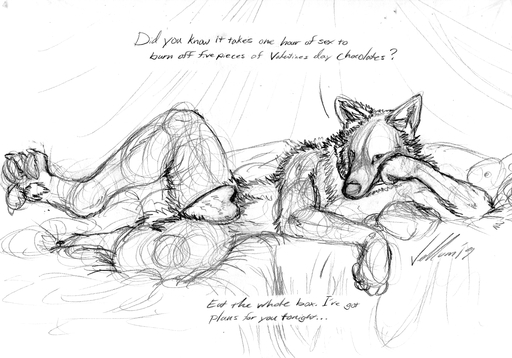 anthro bedroom canid canine canis collar coyote english_text hi_res inside male mammal monochrome nude sketch solo text tuuwa vellum // 2606x1820 // 2.7MB
