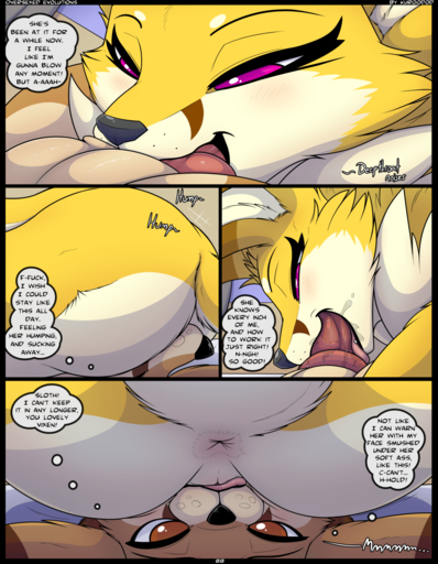 animal_genitalia animal_penis anus balls brown_body brown_fur canid canine canine_penis comic duo english_text erection female fennec fox fur genitals hi_res kuroodod male malefemale mammal penis sam_(changing_fates) sloth_(changing_fates) text vulpes yellow_body yellow_fur // 996x1280 // 719.3KB