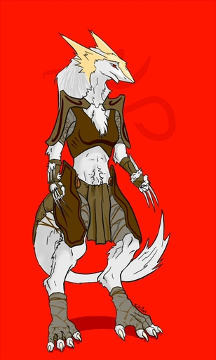 anthro armor claws female kryvian leather mammal sergal solo southern // 700x1165 // 288.8KB