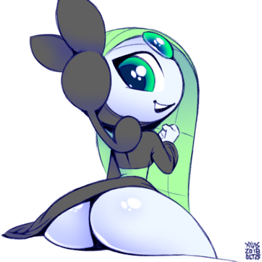 1:1 2018 butt clothing female humanoid legendary_pokemon looking_at_viewer looking_back meloetta meloetta_(aria_form) nintendo not_furry pokemon pokemon_(species) rear_view signature sitting solo video_games xylas // 540x540 // 138.3KB