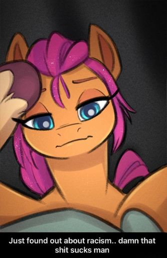 2021 blue_eyes english_text equid equine female feral frown hair hi_res hooves horse mammal meme nude orange_body pink_hair pony profanity selfie siroc solo sunny_starscout_(mlp) text // 1045x1608 // 256.4KB