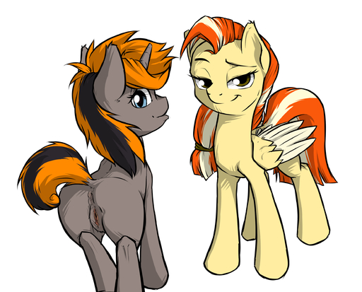 2013 anus butt duo equid equine eto_ya female feral genitals hair hasbro hi_res horse looking_at_viewer mammal my_little_pony pony pussy // 2491x2009 // 1011.3KB