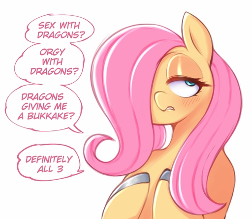 absurd_res blush dialogue english_text equid equine female feral fluttershy_(mlp) hair hair_over_eye hi_res hooves horse mammal one_eye_obstructed pegasus saltyxodium solo text wings // 3968x3452 // 630.8KB