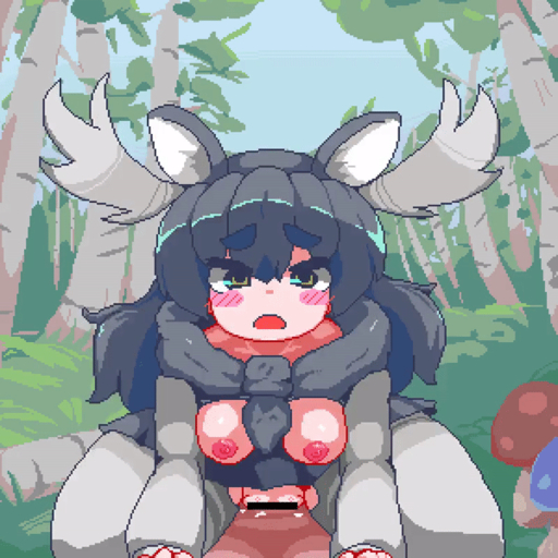 1:1 animal_humanoid animated antlers aoihitsuji big_breasts black_hair blush bodily_fluids bottomwear bouncing_breasts breasts capreoline capreoline_humanoid cervid cervid_humanoid clothed clothed_sex clothing cowgirl_position cum ejaculation female female_focus first_person_view forest from_front_position genital_fluids genitals hair horn humanoid male malefemale mammal mammal_humanoid moose_(kemono_friends) moose_humanoid nipples on_bottom on_top plant pussy sex short_playtime skirt smile solo solo_focus tree // 600x600 // 2.8MB