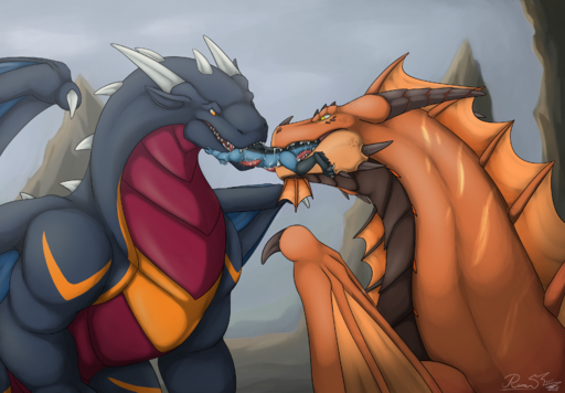 absurd_res anthro apex bodily_fluids bunsen dragon feral group hi_res licking rimentus saliva saliva_on_tongue scalie sergal teeth tongue tongue_out vore western_dragon // 3260x2265 // 9.2MB