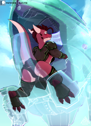 anthro butt elicitie female hi_res horn invisible kobold machine mecha on_glass presenting reptile scalie science_fiction solo tweak // 1609x2218 // 4.0MB