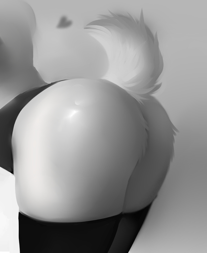 2016 <3 animal_tail anthro arched_back butt butt_shot close-up clothing digital_media_(artwork) f-r95 faceless_character faceless_female falla felid female fur glistening greyscale hi_res legwear mammal monochrome raised_tail shaded simple_background solo thigh_highs // 1354x1656 // 685.4KB