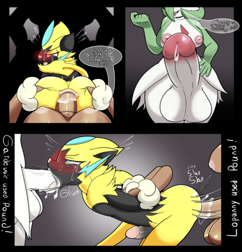 2018 absurd_res anal anal_penetration anthro balls big_breasts blue_body blue_eyes blue_fur blush breasts butt canid canine comic dialogue english_text erection felid fellatio first_person_view fur gardevoir genitals gradient_background grey_background group group_sex gynomorph gynomorphmale hi_res humanoid intersex intersexmale intersex_pov lagomorph legendary_pokemon looking_at_viewer lopunny male mammal nintendo nipples not_safe_for_reality nude oral penetration penile penis penis_towards_viewer pokemon pokemon_(species) sex simple_background smile speech_bubble spitroast text threesome trio video_games yellow_body yellow_fur zeraora // 4700x4900 // 5.2MB