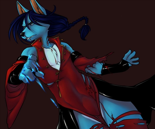 anthro blood bodily_fluids canid canine claws clothing dress faint fight male mammal ming_(shadowzero20) nosebleed shadowzero20 solo torn_clothing wounded // 1100x916 // 81.8KB