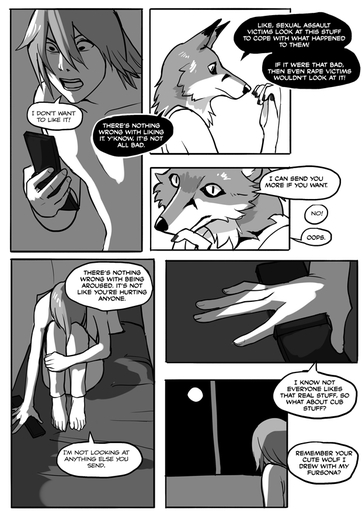 abuse angry bed bedroom bottomwear clothing colored_nails comic costume english_text female furniture fursuit grimart humanoid leto_(grimart) male monochrome moon nails night pants partial_fursuit phone reth_(grimart) text // 620x877 // 276.7KB