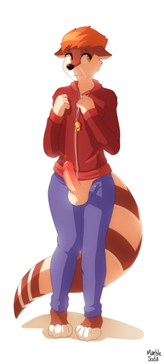 2016 absurd_res ailurid anthro balls biped bottomwear clothed clothing digital_media_(artwork) erection front_view fur genitals hair hi_res humanoid_genitalia humanoid_penis looking_away male mammal marblesoda open_bottomwear open_clothing open_pants pants penis red_panda shy simple_background solo standing unzipped whistle whistle_(object) white_background // 1154x2560 // 290.2KB