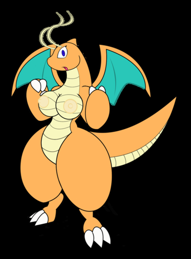 1girls black_background blue_eyes bottomless breasts color dragon dragoness dragonite exposed_breasts female female_only gb_of_bs nintendo nipples nude open_eyes pokemon solo tail topless wings // 400x542 // 64.2KB