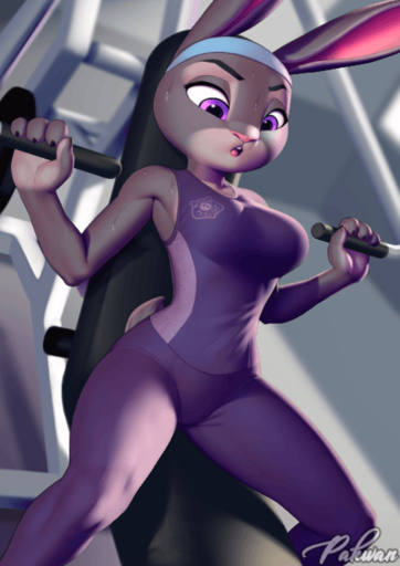 2022 4_fingers accessory animated anthro artist_name bodily_fluids breasts clothed clothing collaboration evenesko.d.fox_(artist) exercise exercise_equipment eyebrows female fingers fur grey_body grey_fur headband judy_hopps lagomorph leggings legwear leporid long_ears mammal open_mouth pakwan008 pink_nose purple_eyes rabbit short_playtime sitting solo sweat // 474x670 // 9.4MB