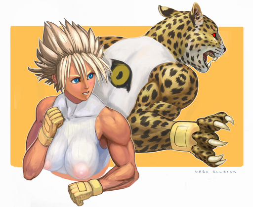 blue_eyes breasts claws clothing felid female gloves handwear hi_res human leopard mammal muscular muscular_female nebaglubina nipples pantherine red_eyes shina_(bloody_roar) // 2640x2158 // 1.7MB