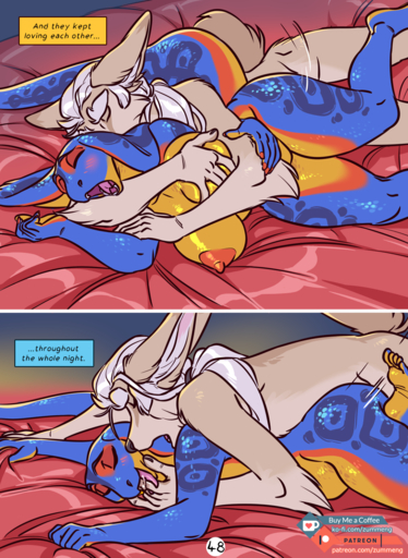 2019 5_toes all_fours ambiguous_penetration anthro anthro_on_anthro areola bed big_breasts blush breast_grab breasts canid canine cobra comic curvy_figure digital_media_(artwork) doggystyle duo english_text eyes_closed feet female female_penetrated fennec finger_fetish finger_in_mouth finger_play fingers fish_hooking fox from_behind_position furniture hair hand_on_breast hi_res humanoid_feet lying male malefemale male_penetrating male_penetrating_female mammal mouth_play nipples non-mammal_breasts nude on_side open_mouth penetration reptile romantic romantic_ambiance scalie sex shen_(zummeng) snake text toes tongue url voluptuous vulpes white_hair zaphira_(zummeng) zummeng // 1169x1600 // 1.1MB