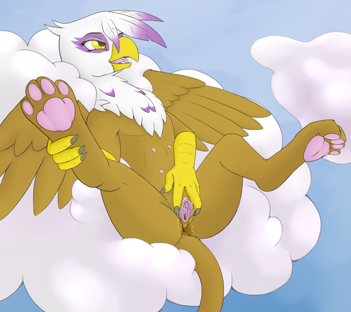 2015 anthro anthrofied anus avian beak biped bodily_fluids brown_body brown_feathers claws clitoris cloud cloudscape evilymasterful feathered_wings feathers female feral friendship_is_magic genital_fluids genitals gilda_(mlp) gryphon hasbro hindpaw holding_feet lying my_little_pony mythological_avian mythology on_back on_cloud outside paws purple_body purple_feathers pussy pussy_juice sky solo spread_legs spread_pussy spreading tongue white_body white_feathers wings yellow_eyes // 1152x1026 // 611.2KB