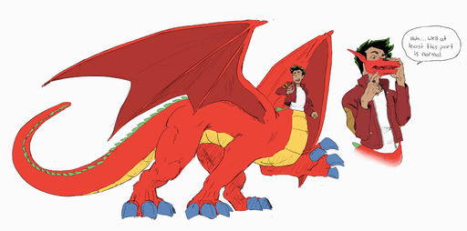 2019 4_toes 5_fingers alyd american_dragon:_jake_long big_wings black_hair bottomless clothed clothing disney dragon dragon_taur english_text feet fingers green_highlights green_mane hair hi_res highlights_(coloring) jake_long male mane membrane_(anatomy) membranous_wings pooqa red_body red_skin red_wings scales simple_background slinkydragon_(colorist) solo taur text toes transformation wings yellow_body yellow_scales // 1800x892 // 598.1KB