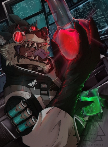anthro bodily_fluids canid canine canis clothing eyewear gloves goggles handwear hi_res hybrid invalid_tag laboratory male mammal open_mouth rezno saliva saliva_string science_fiction sergal solo tongue tongue_out unichromacorn wolf // 943x1280 // 256.0KB