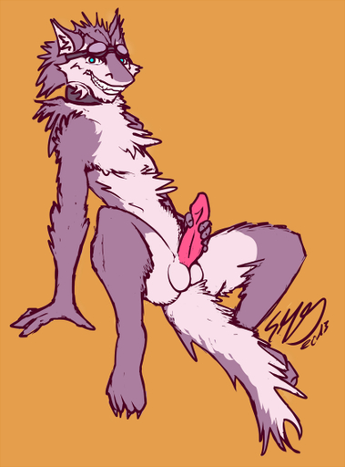 balls collar erection eyewear fluffy fur genitals goggles grin holding_penis male mammal nude penis presenting sergal simple_background sketch smd smile solo spread_legs spreading teeth // 421x568 // 106KB