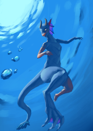 ambiguous_gender anthro aquatic_dragon dragon eqlipse_(artist) female hi_res marine nude solo transformation underwater water // 1000x1400 // 914.4KB
