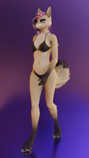 3d_(artwork) 3d_animation animated anthro bra breasts canid canine canis claws clothed clothing digital_media_(artwork) female fox fur hair impreza mammal no_sound open_mouth outside panties pink_hair simple_background smile solo tan_body tan_fur tridognait underwear underwear_only // 324x576 // 2.9MB