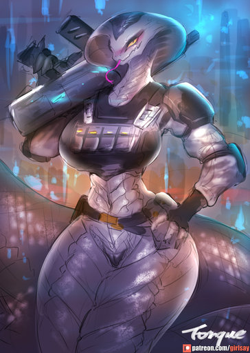 2020 abstract_background agent_torque anthro apode black_clothing blush breasts clothed clothing draconcopode female fingerless_gloves forked_tongue genitals girlsay gloves grey_body grey_scales gun hand_on_hip handwear hi_res holding_object holding_weapon legless long_tongue looking_at_viewer naga non-mammal_breasts patreon pose pussy ranged_weapon reptile rifle scales scalie serpentine small_waist snake solo text tongue tongue_out topwear url video_games viper_(x-com) weapon weapon_on_shoulder wide_hips x-com x-com:_chimera_squad // 923x1300 // 688.9KB