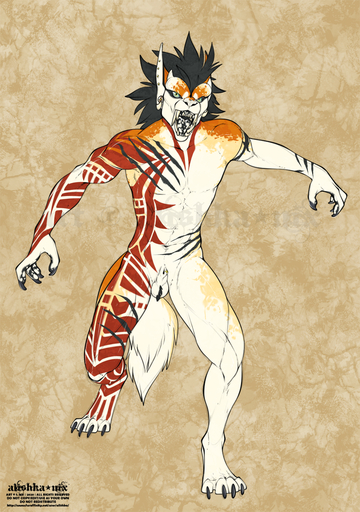 2020 4_fingers 4_toes alishka anthro black_hair canid canine digital_media_(artwork) fingers hair hi_res male male_only mammal open_mouth solo teeth toes tongue // 899x1280 // 1.5MB