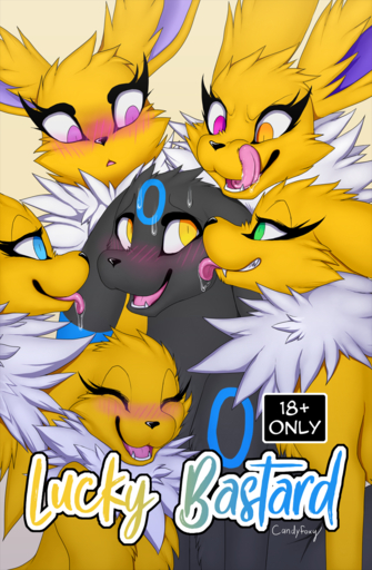 akira_(candyfoxy) blush blush_lines bodily_fluids candyfoxy comic cover cover_art cover_page drooling eeveelution female feral group harem hi_res jolteon licking male malefemale nintendo pokemon pokemon_(species) saliva shiny_pokemon sweat tongue tongue_out umbreon video_games // 838x1280 // 1.1MB
