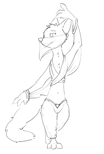 ambiguous_gender anthro black_and_white bracelet canid canine claws clothed clothing fox head_tuft hi_res jewelry mammal monochrome sketch solo standing toe_claws tuft zhanbow // 1418x2085 // 299.2KB