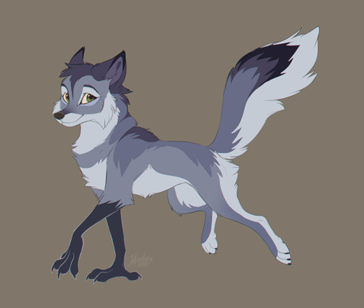 2019 4_toes ambiguous_gender black_nose canid canine chromatic_aberration digital_media_(artwork) enfield feet feral fur green_eyes grey_background grey_body grey_fur hioshiru hioshiru_(character) mammal nude paws quadruped simple_background smile solo standing toes // 1000x846 // 254.2KB