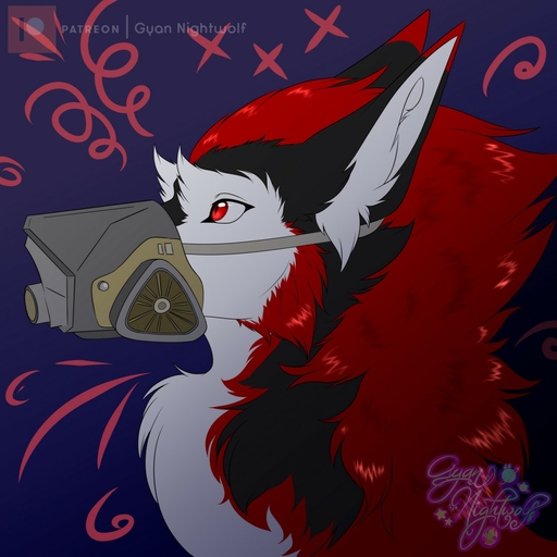 1:1 ambiguous_gender covid-19_pandemic face_mask fur gyan_nightwolf hi_res red_body red_eyes red_fur sergal solo // 1280x1280 // 189.6KB