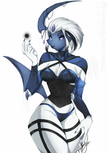 2019 5_fingers absol anthro breasts clothed clothing digital_media_(artwork) eyebrows eyelashes female fingers hair hi_res looking_at_viewer nintendo pokemon pokemon_(species) purple_eyes small_waist solo vexstacy video_games white_hair wide_hips // 1448x2048 // 216.8KB