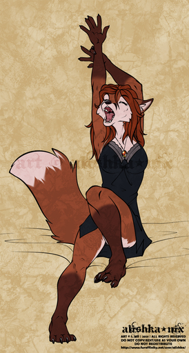 2021 4_toes 5_fingers alishka anthro breasts brown_body brown_fur brown_hair canid canine clothed clothing digital_media_(artwork) feet female fingers fox fur hair hi_res mammal open_mouth smile solo teeth toes tongue // 684x1280 // 1.4MB