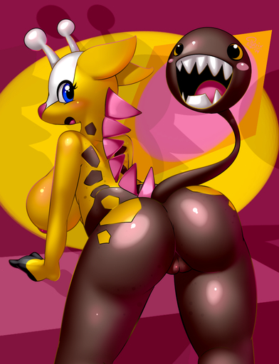 2014 :d :o anthro anthrofied big_breasts big_butt biped blush breasts bubble_butt butt curvy_figure elpatrixf eyelashes female genitals girafarig giraffid glistening glistening_body glistening_skin horn living_tail looking_away looking_back mammal nintendo nipples nude open_mouth ossicone pokemon pokemon_(species) pokemorph presenting presenting_hindquarters pussy rear_view side_boob solo standing tail_head tail_maw tail_mouth thick_thighs tongue video_games voluptuous wide_hips // 755x986 // 625.7KB