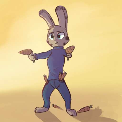 1:1 anthro barefoot blue_eyes bottomwear carrot clothed clothing digital_media_(artwork) enginetrap facial_markings feet food fully_clothed head_markings hi_res holding_object jack_savage lagomorph leporid light lighting male mammal markings pants plant rabbit shaded shadow simple_background solo standing turtleneck vegetable // 1379x1379 // 1.2MB