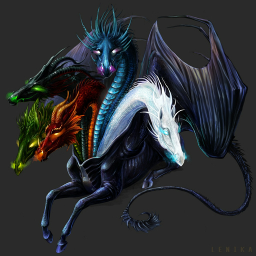 1:1 ambiguous_gender dragon equid equine feral hi_res horse hybrid lenika mammal multi_head pegasus tiamat_(god) wings // 1280x1280 // 1.6MB