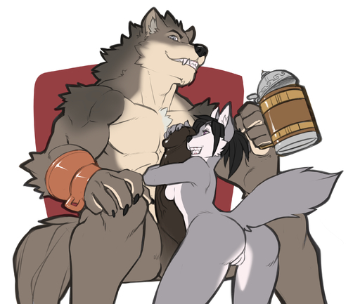 2016 5_fingers absurd_res anthro anthro_on_anthro balls big_dom_small_sub big_penis black_hair black_nose bodyjob breasts canid canine canis container countershading cup digital_media_(artwork) dominant duo embrace erection faint female fingers fur genitals grey_body grey_eyes grey_fur grin hair hi_res hug huge_penis humanoid_genitalia humanoid_penis larger_male linnaeus male malefemale mammal muscular muscular_male nude penile penis penis_hug penis_worship purple_eyes pussy short_hair simple_background sitting size_difference smaller_female smile vein wolf // 2851x2410 // 1.8MB