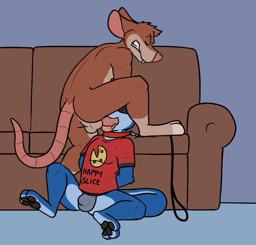 anthro anthro_on_anthro anthro_penetrated anthro_penetrating anthro_penetrating_anthro arm_tuft backsack balls bdsm black_pawpads blindfold blue_body blue_fur blue_tail bound brown_body brown_fur brown_hair buckteeth bulge butt cadmus_(cadmus) cheek_tuft clenched_teeth clothed clothednude clothing collar countershade_face countershade_tail countershade_torso countershading delivery_(commerce) delivery_employee digital_media_(artwork) dominant dominant_male duo ears_back elbow_tufts english_text erection eyebrows eyes_closed facial_tuft fellatio flat_colors food_delivery forced forced_oral fur furniture genitals glans hair hands_behind_back head_tuft hi_res inside interspecies jockstrap leash leash_pull lutrine male malemale male_penetrated male_penetrating male_penetrating_male mammal multicolored_body multicolored_fur murid murine mustelid nude on_ground open_mouth oral oral_penetration partially_clothed pawpads penetration penile penis pink_nose pink_penis pink_tail pink_tongue pivoted_ears pizza_delivery rat rat_tail red_clothing robbie_(rotten_robbie) rodent rotten_robbie sex shirt shoulder_tuft sitting sofa spread_legs spreading standing submissive submissive_male tan_balls teeth text tongue tongue_out topwear tuft two_tone_body two_tone_fur two_tone_tail underwear // 1306x1252 // 293.8KB