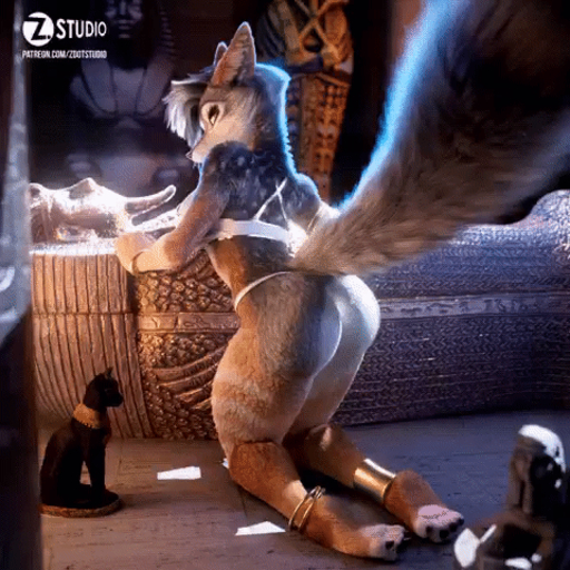 1:1 animated anthro butt canid canine canis clothed clothing egyptian egyptian_clothing female fhyra fur jackal looking_at_viewer low_res mammal presenting presenting_hindquarters short_playtime solo swaying zorryn // 480x480 // 9.9MB