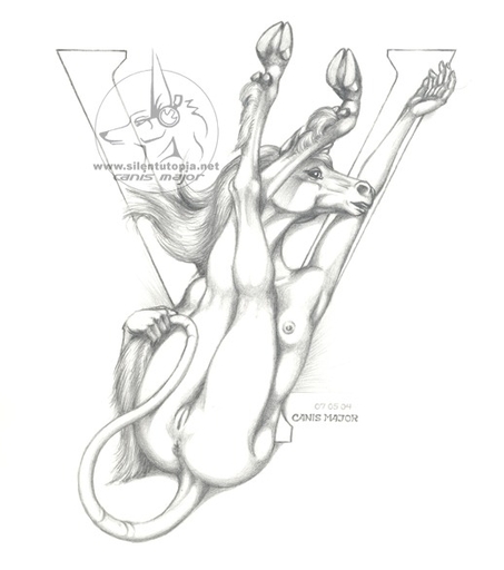 anthro anus ecmajor equid equine female genitals greyscale hooves horn horse legs_up mammal monochrome nude pussy solo unicorn // 518x586 // 45KB