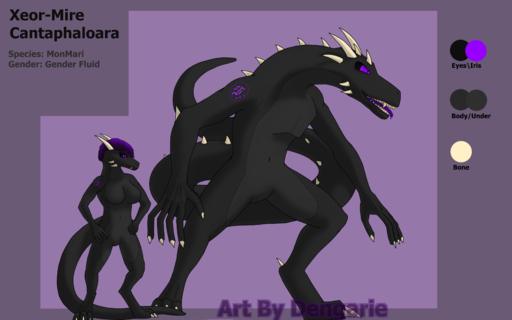 16:10 absurd_res black_body black_scales cantaphaloara claws dengarie dragon english_text female hi_res horn hybrid male model_sheet monmari monster scales text widescreen xeor xeor-mire // 4000x2500 // 1.2MB