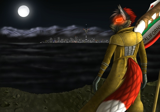 anthro bethesda_softworks canid canine clothed clothing detailed_background dipstick_tail fox male mammal moon multicolored_tail night outside solo tales_foxdale video_games // 1280x896 // 141.1KB