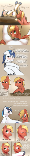 absurd_res anal anus balls balls_on_face bed big_macintosh_(mlp) blonde_hair blue_hair blush bodily_fluids braeburned comic cum cum_from_ass cum_in_ass cum_inside cutie_mark dialogue digital_media_(artwork) duo earth_pony english_text equid equine eyes_closed felching feral feral_on_feral flaccid fur furniture genital_fluids genitals hair hi_res horn horse legs_up long_image looking_pleasured lying male malemale male_penetrated male_penetrating male_penetrating_male mammal on_back open_mouth oral penetration penile penis pony precum red_body red_fur rimming sex shaded shining_armor_(mlp) simple_background smile tall_image text unicorn white_body white_fur // 1280x6597 // 4.9MB