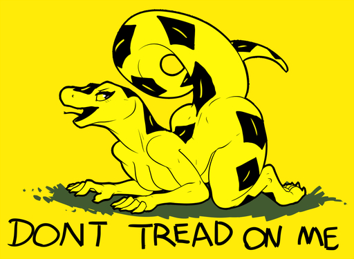 2017 all_fours alternate_form anthro anthrofied bedroom_eyes border breasts butt digital_media_(artwork) don't_tread_on_me english_text featureless_breasts female fivel forked_tongue gadsden_flag half-closed_eyes humor looking_back monochrome narrowed_eyes naughty_face non-mammal_breasts nude open_mouth parody presenting presenting_hindquarters raised_tail reptile scalie seductive side_boob simple_background snake solo suggestive text thick_tail thick_thighs tongue tongue_out wide_hips yellow_background yellow_border // 1000x733 // 142.5KB